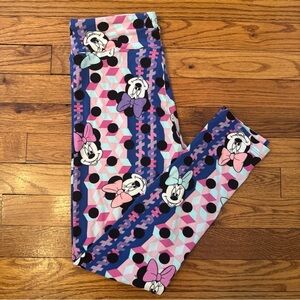 Lularoe Disney Minnie Mouse Purple Pink Blue Pattern Leggings O/S Brand New